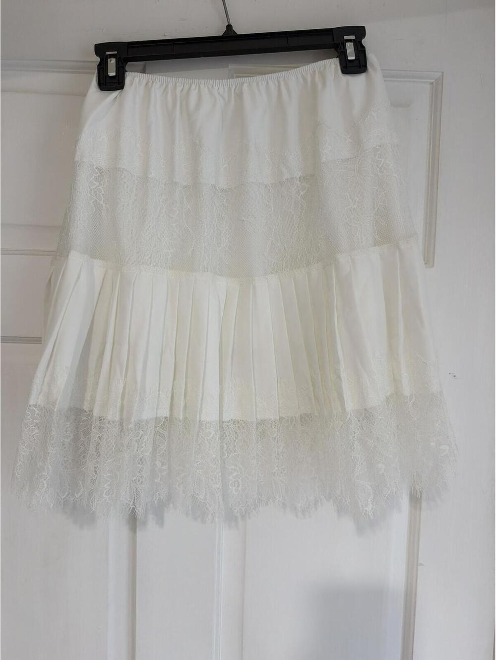 White Lace Layered Pleated Mini Skirt Size M